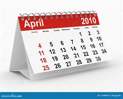 Calendario De 2010 Años Abril Stock De Ilustración Ilustración De