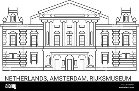 Netherlands Amsterdam Rijksmuseum Travel Landmark Vector