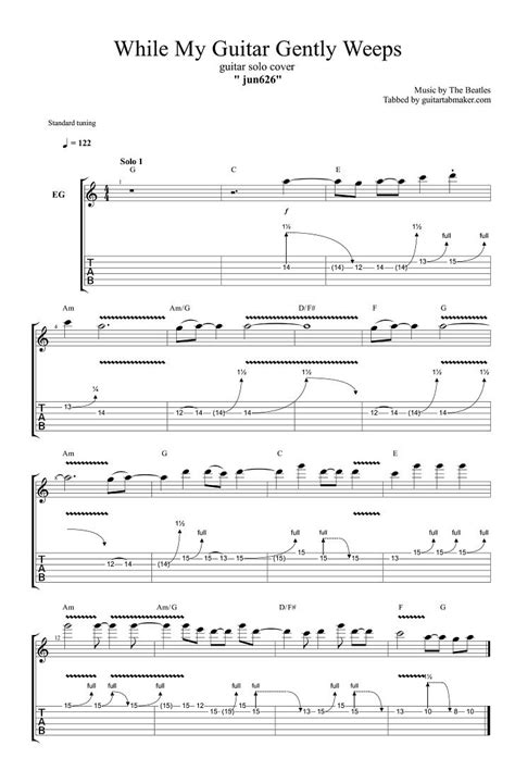 The Beatles While My Guitar Gently Weeps Guitar Solo Tab Electric