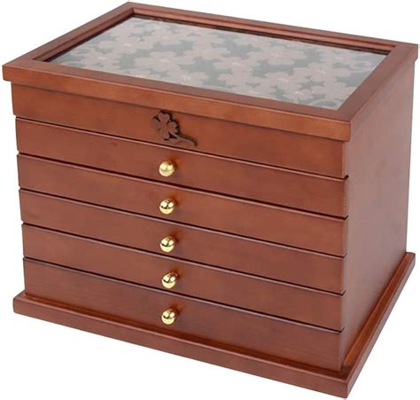 Qddan Jewellery Box Wooden Jewellery Organiser With 5 Drawers For Rings