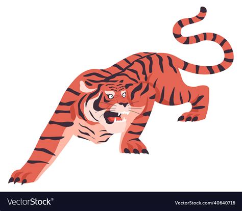 Fierce And Dangerous Bengal Tiger Roaring Vector Image