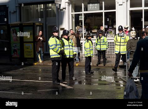 Metropolitan Police Constables On Duty At An Anonymous Protest Against