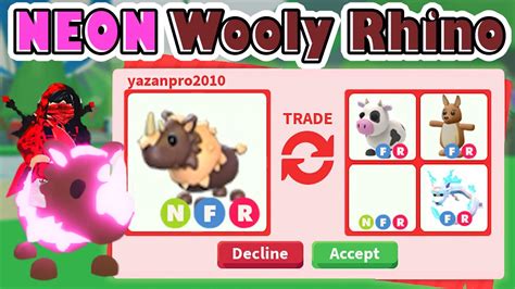 Trading First Neon Wooly Rhino 🔥🦏 In Adopt Me Winter Update Youtube