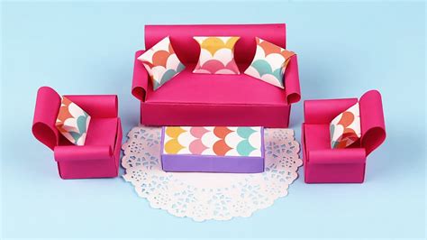 Diy Mini Paper Sofa Set How To Make A Paper Sofa Paper Crafts For