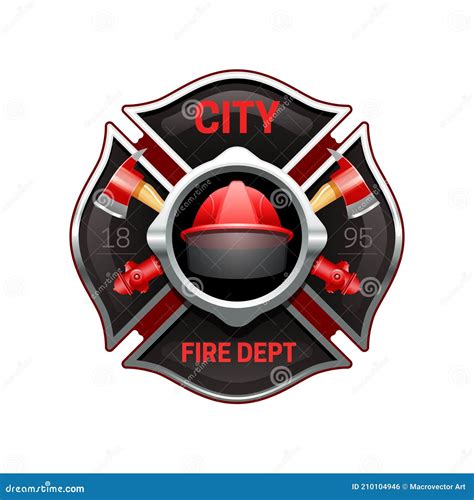 Fire Department Emblem Realistic Image Illustration Stock Vector