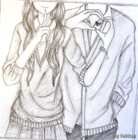 Cute Anime Couple Holding Hands Drawing Drawing Skill