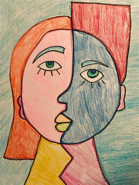 Picasso Face Drawings Face Drawing Oil Pastel