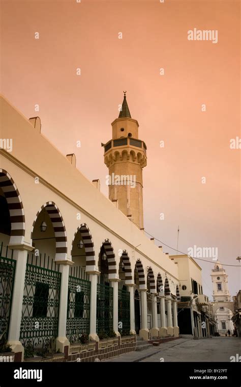 Tripoli Libya The Ahmed Pasha Qaramanli Mosque Standing Right Behind
