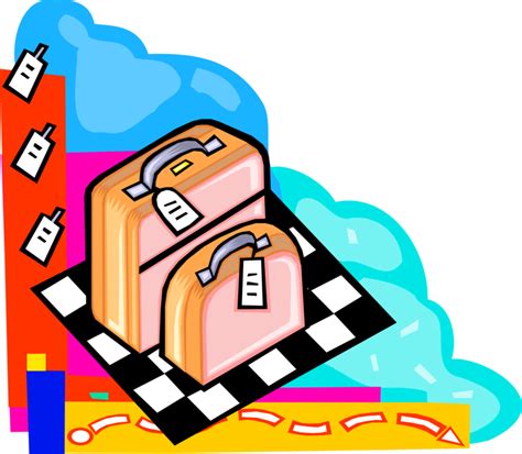 Vector Illustration Of Travelers Baggage Or Luggage Clipart Full