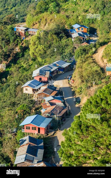 Myanmar Burma Chin State Mindat Traditional Houses Stock Photo Alamy