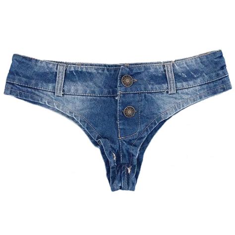 Womens Sexy Cut Off Low Rise Cheeky Mini Denim Shorts Thong Jean Shorts Hot Pants Wish