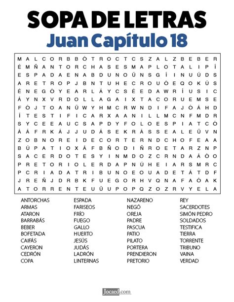 Sopa de Letras de la Biblia Gratis Juan Capítulo Bible Verses Word