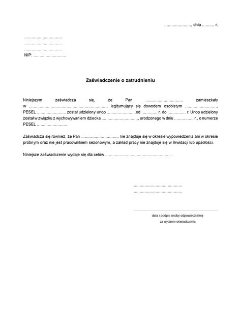 ZaśoZU Zaświadczenie o zatrudnieniu | druk, formularz online