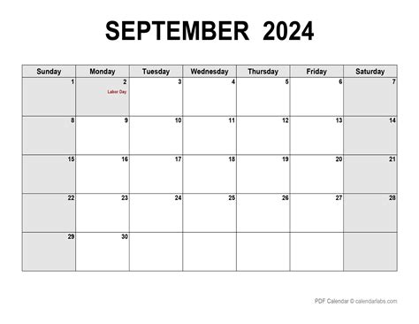 September 2024 Calendar With Holidays Calendarlabs