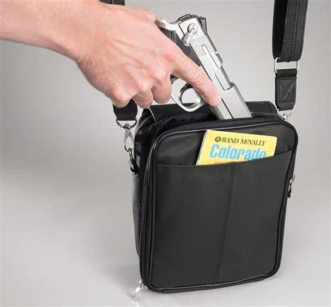 Concealed Carry Basic Hobo Handbag Debossed Sueded Leather Gun Handbags