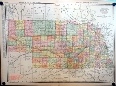 State Of Nebraska 1912 Rand Mcnally Color Map With Railroads