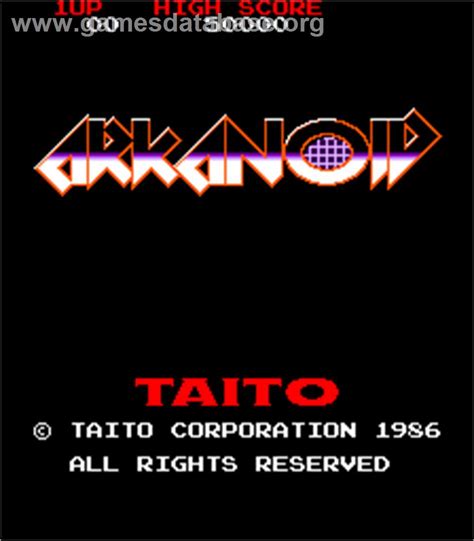 Arkanoid Arcade Artwork Title Screen