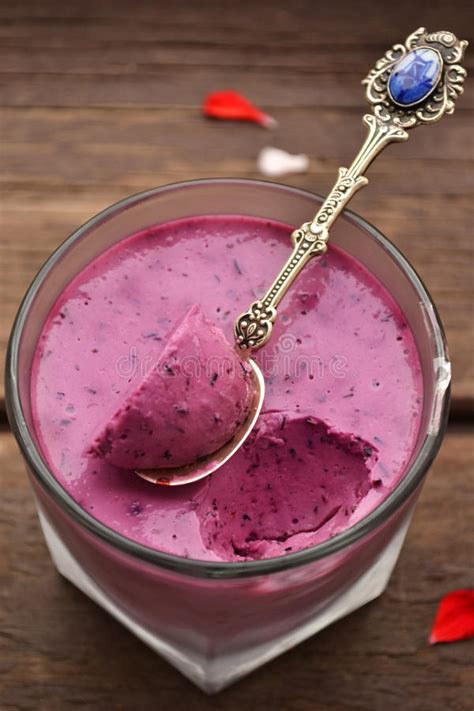 Milk Berry Mousse In The Glass Stock Photo Image Of Healthy Milk