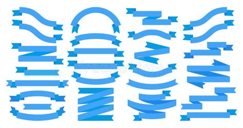 Ribbons Blue Flat Banners Isolated On White Ribbon Design Elements