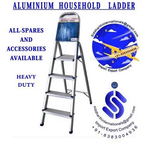4 Step Giraffe Aluminium Folding Platform Step Ladder For Home At Rs