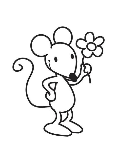 Malvorlage Maus Mit Blume Ausmalbild