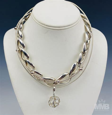 Bid Now 3 Sterling Silver Contemporary Designer Necklaces March 3