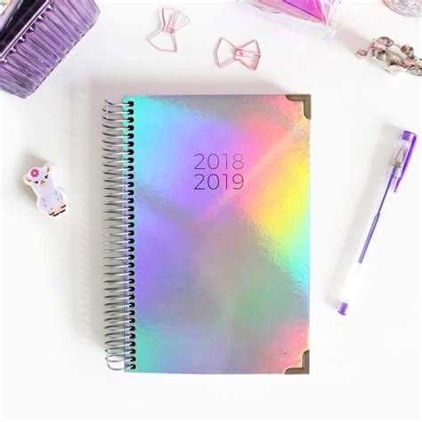 2018 2019 Academic Year Hard Cover Planner Iridescent Holographic