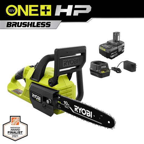 Ryobi One Hp 18v Brushless 10 In Battery Chainsaw With 40 Ah Battery
