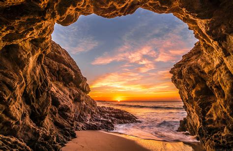 Epic High Resolution Malibu Landscape Seascape Sunset Malibu Sea Cave