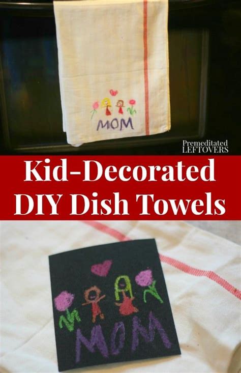 Kid Decorated Dish Towels Using Crayons Sandpaper And An
