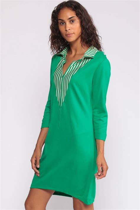 60s Mod Green Mini Dress 1960s Green Mini Dress 70s Striped Etsy
