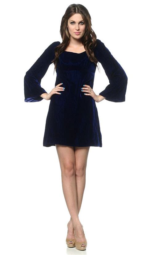 velvet mini dress 60s bell sleeve bow dark blue 1960s mod etsy mini velvet dress gogo dress