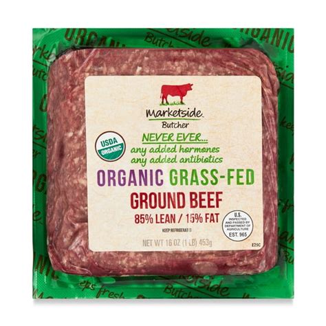 Marketside Butcher Organic Grass Fed Ground Beef 85 Lean 15 Fat 1 Lb