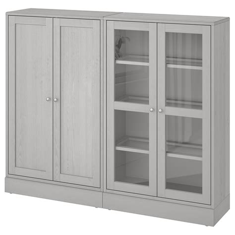 Havsta Storage Combination W Glass Doors Grey 162x37x134 Cm Ikea Lietuva