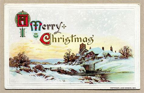 A Merry Christmas Postcard Circa 1910 Etsy Christmas Postcard