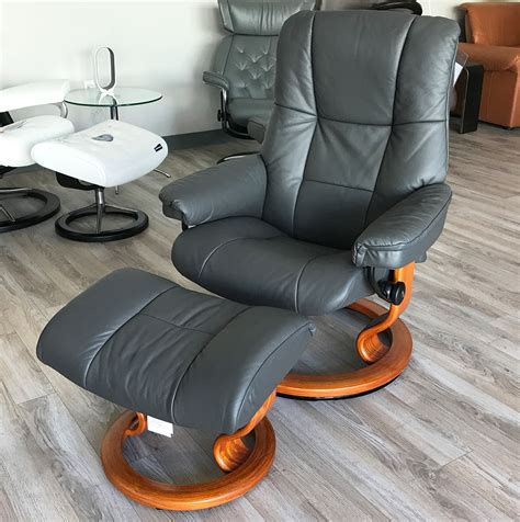 Stressless Mayfair Paloma Rock Leather Recliner Chair and Ottoman by