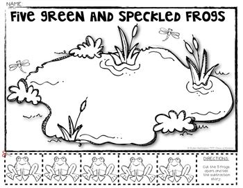 5 Green Speckled Frogs Subtraction Math Story {Decomposing 5} | TpT