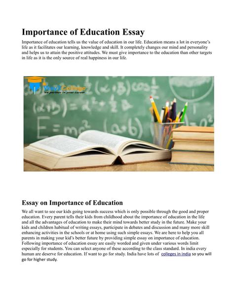 Ppt Importance Of Education Essay Powerpoint Presentation Free