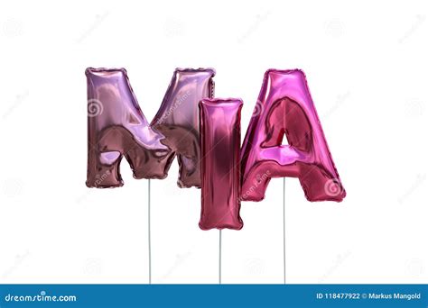 Name Mia Made Of Pink Inflatable Balloons Isolated On White Background