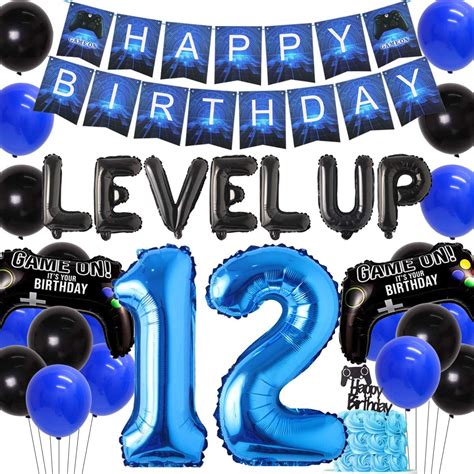 Video Game 12th Birthday Party Decorations Blue 12 Years Old Birthday
