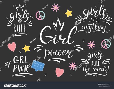 Feminist Lettering Girl Power Girls Rule Stock Vector Royalty Free