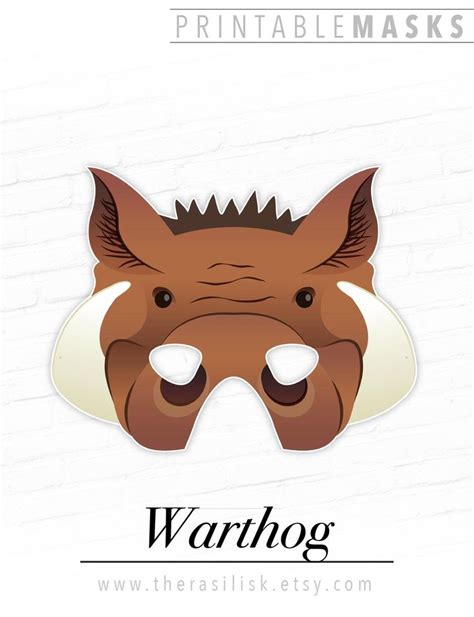 Warthog Mask Wild Boar Mask Printable Mask Animal Mask Wild Etsy
