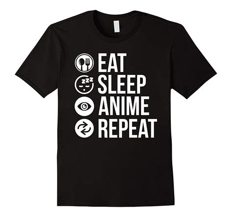 Eat Sleep Watch Anime Repeat Funny T Shirt New Metal Short Sleeve