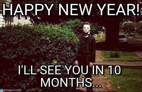 Pin By Debrah Foy On Happy New Year Funny Horror Michael Myers