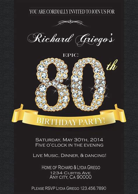 80th Birthday Invitation 80th Birthday Invitations Printable