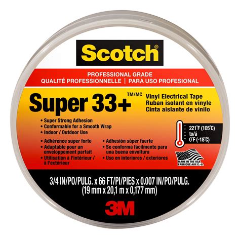 Scotch Super 33 Vinyl Electrical Tape 34 In X 52 Ft Black 1 Roll