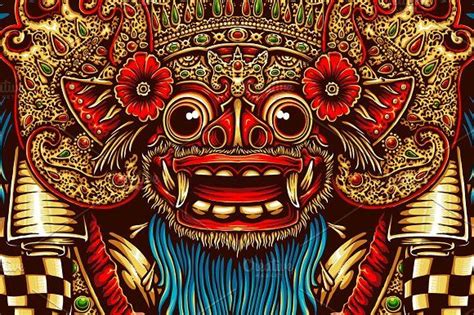 Barong Mask By Tsv Art Collective On Creativemarket Bali Painting