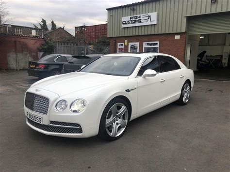 Satin Pearl White Bentley Flying Spur Frsh Car Wrapping Detailing