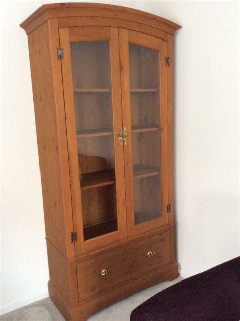 Marks And Spencer Tall Glazed Antique Pine Display Cabinet In Yate