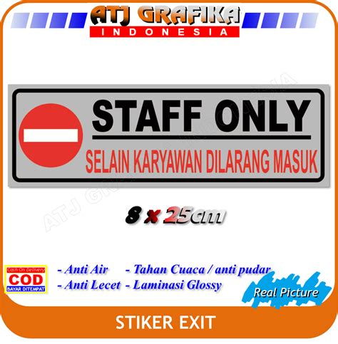 Stiker Staff Only Dilarang Masuk Stop Khusus Karyawan Sticker Pintu
